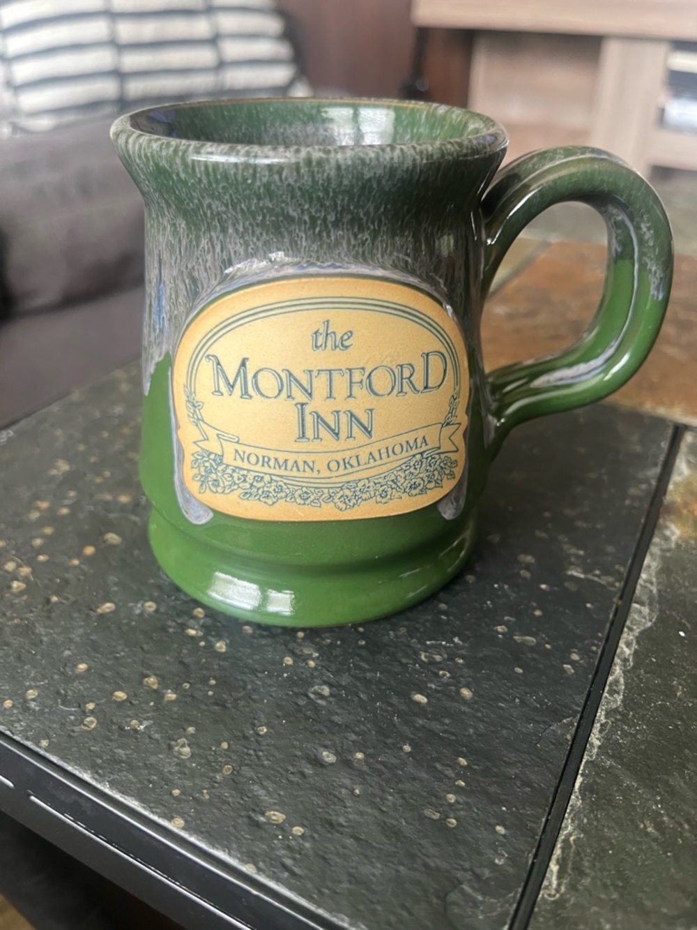 Green Collectible Ceramic Handmade Mug - Norman, Oklahoma